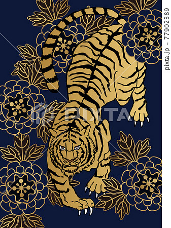 Illustration Of A Japanese Pattern Tiger Stock Illustration