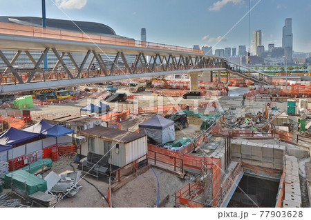 the Exhibition Centre Station at under construction, hk 15 May 2021 77903628
