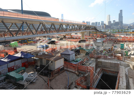 the Exhibition Centre Station at under construction, hk 15 May 2021 77903629