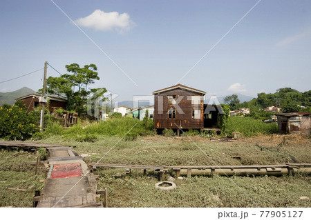 the squatter villages in new territories Hong Kong. 77905127
