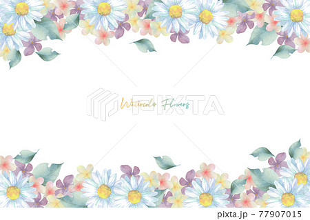 いろいろな淡い色の花のフレームのイラスト素材