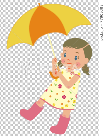 穿靴子和打傘的女孩 穿靴子和打傘的女孩 77909395