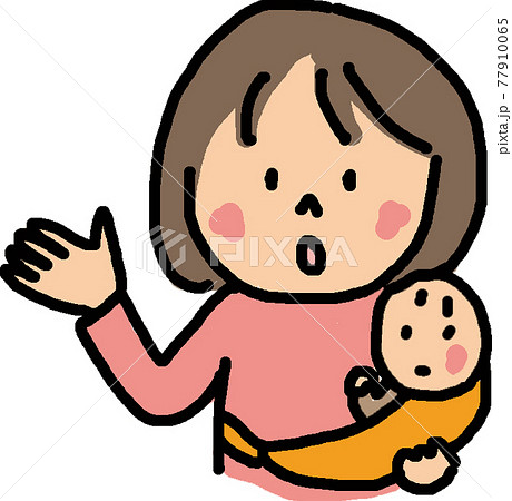 スリングのママと赤ちゃんイラストのイラスト素材
