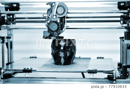 Abstract object of a black color printed by 3d printer. 77910633