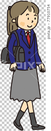 Illustration of a high school girl going to school Illustration of a high school girl going to school 77910754