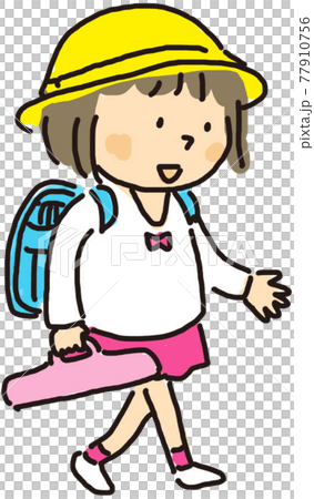 Illustration of elementary school girls going to school Illustration of elementary school girls going to school 77910756