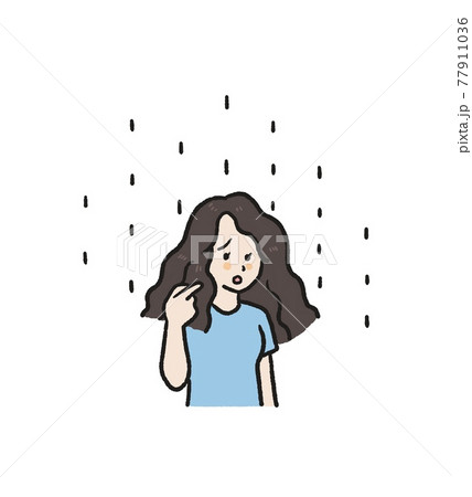 湿気で髪がうねる女性のイラスト 77911036