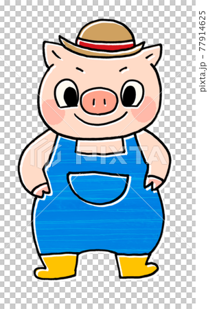 Illustration of the youngest pig of the three little pigs in a fairy tale Smile Illustration of the youngest pig of the three little pigs in a fairy tale Smile 77914625