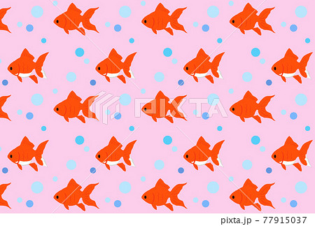 背景がピンク色のかわいい金魚の壁紙のベクターイラストのイラスト素材
