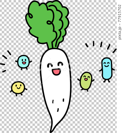大根と植物性乳酸菌のキャラクターのイラスト素材