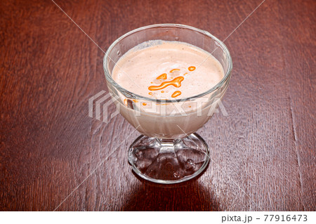 Georgian tradional Mastsoni dessert in the bowl 77916473