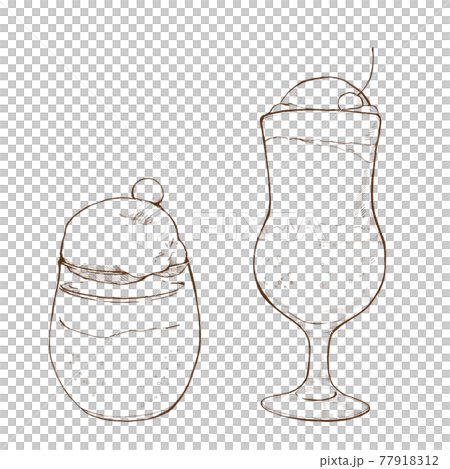 クリームソーダの線画のイラスト素材
