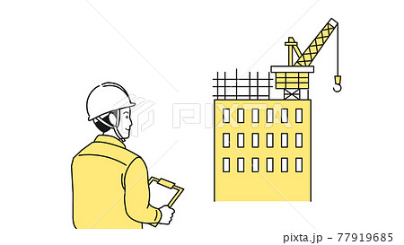 現場監督 建築士 男性 建設中 イラスト素材のイラスト素材