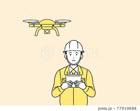 ドローンを飛ばす 現場監督 建築士 男性 イラスト素材のイラスト素材 ドローンを飛ばす 現場監督 建築士 男性 イラスト素材のイラスト素材