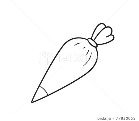 Hand drawn pastry Icing bag with nozzle. Baking piping bag. Vector illustration in doodle style on white background Hand drawn pastry Icing bag with nozzle. Baking piping bag. Vector illustration in doodle style on white background 77920055