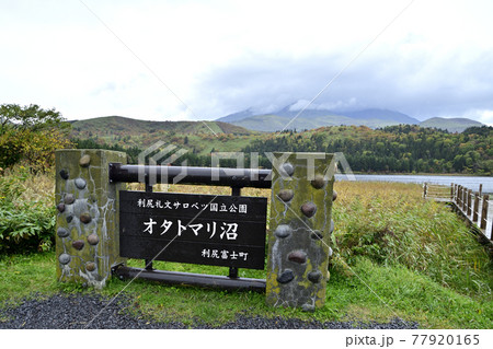 オタトマリ沼と雲に隠れた利尻山 77920165