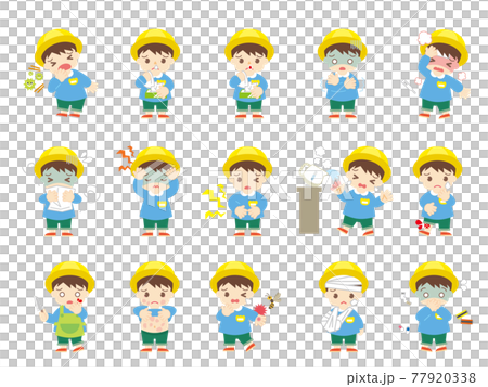 子供の病気と怪我（男の子・帽子あり） 77920338