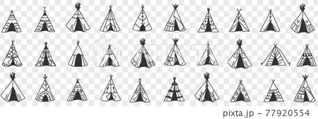 American ethnic wigwam doodle set American ethnic wigwam doodle set 77920554