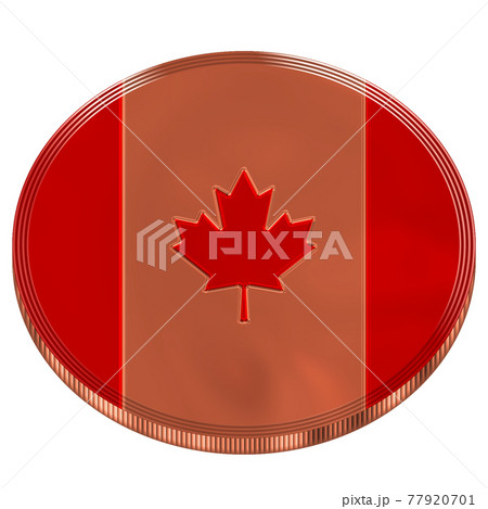 3DCGで作成したメタル(金属)調のカナダの国旗をデザインした銅メダルのイラスト素材 [77920701] - PIXTA