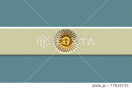 3DCGで作成したメタル(金属)調のアルゼンチン共和国の国旗の金属プレート 77920735