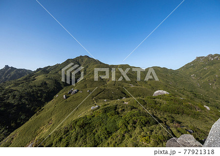 《鹿児島県 屋久島》平石岩屋から見る宮之浦歩道と宮之浦岳 77921318