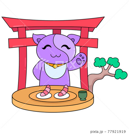 cats are promoting sashimi a typical Japanese food, doodle icon image kawaii cats are promoting sashimi a typical Japanese food, doodle icon image kawaii 77921919