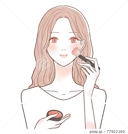 チークを塗る女性のイラスト素材