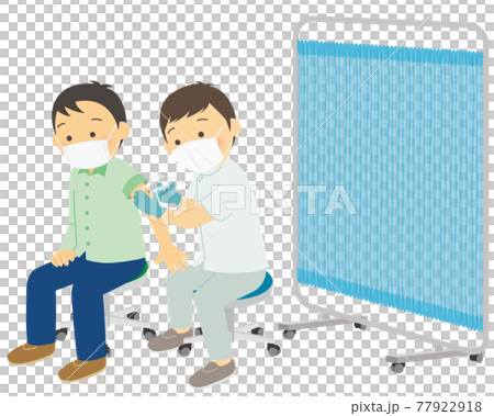 ワクチン接種をする男性 77922918