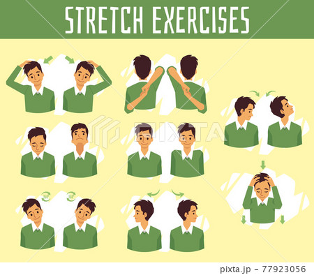 Exercises for health and stretch of neck for relief pain at office syndrome. 77923056