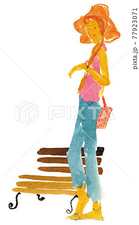 ファッショナブルな若い女性のイラスト素材