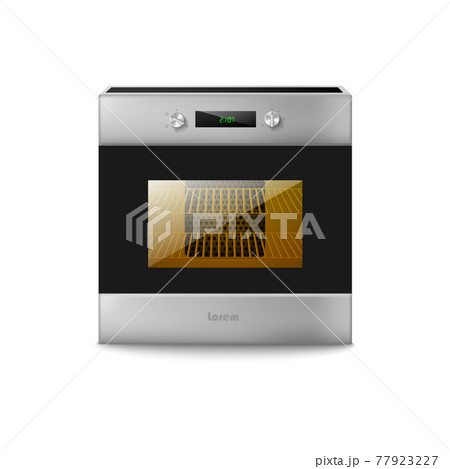 Electric oven with closed door, home kitchen equipment for cook food Electric oven with closed door, home kitchen equipment for cook food 77923227