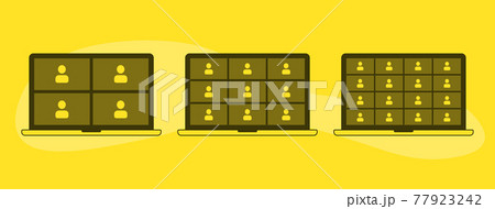 Online webinar, meeting. Three device screen template. Online webinar, meeting. Three device screen template. 77923242