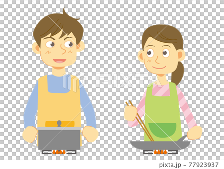 Men and women cooking in the kitchen Men and women cooking in the kitchen 77923937