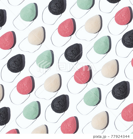 Konjac sponge zero waste beauty tools pattern on white Konjac sponge zero waste beauty tools pattern on white 77924344