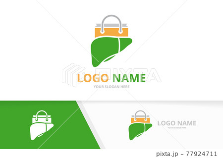 Vector liver and shopping bag logo combination. Unique internal organ logotype design template. Vector liver and shopping bag logo combination. Unique internal organ logotype design template. 77924711