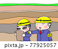 地層を調べる子供 77925057