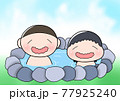 温泉に入る子供 77925240