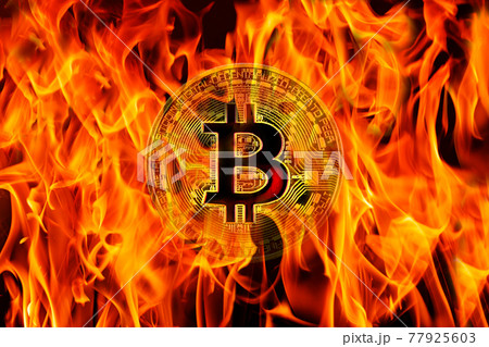 Bitcoin and cryptocurrency investing concept. Falling Bitcoin price 77925603