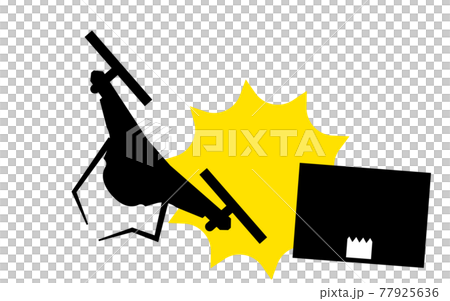 A simple icon of a crashed and broken drone and rolling luggage 77925636