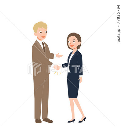 イラスト素材 取引 握手をするビジネスパーソン 全身のイラスト素材