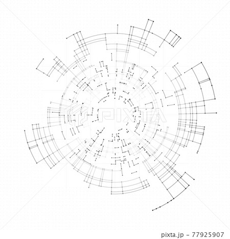 White color polygonal science background. Digital data visualization with abstract dynamic motion with connected lines and dots, circles. Science, medicine and technology design technology background 77925907
