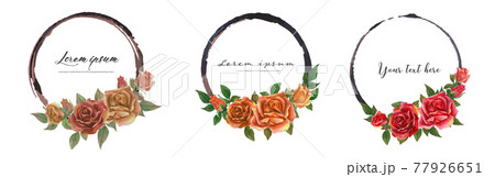 Rose watercolor frame set. Vector illustration. 77926651