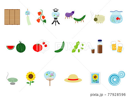 日本の夏のベクターイラストセット 日本の夏のベクターイラストセット 77928596