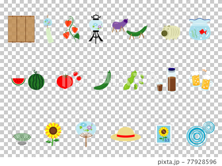 日本の夏のベクターイラストセット 日本の夏のベクターイラストセット 77928596