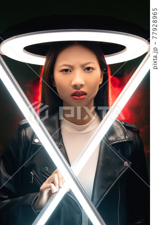 sci-fi portrait cyberpunk people disturbed girl 77928965