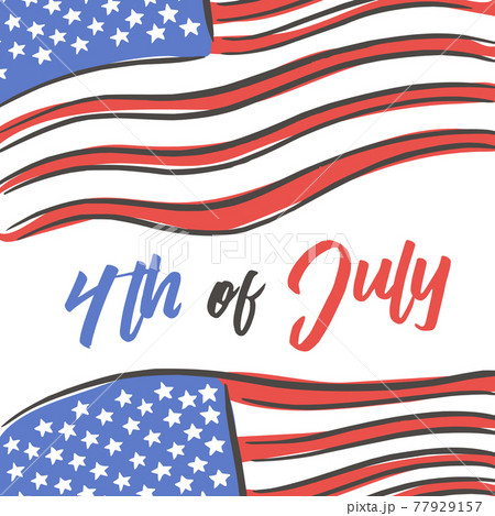 4th of july hand drawn flag 77929157
