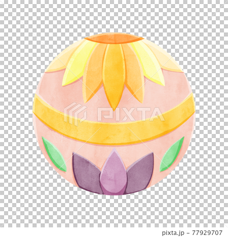 【正月縁起物】手毬の手描き水彩風イラスト 【正月縁起物】手毬の手描き水彩風イラスト 77929707