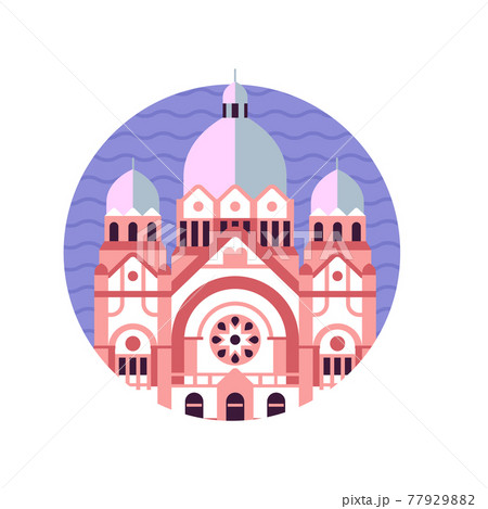 Novi Sad Synagogue Building Icon in Flat Novi Sad Synagogue Building Icon in Flat 77929882