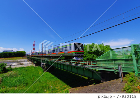 浅川橋梁を往来する八高線 77930118