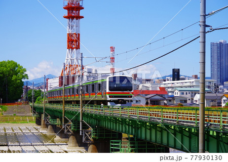 浅川橋梁を往来する八高線 浅川橋梁を往来する八高線 77930130